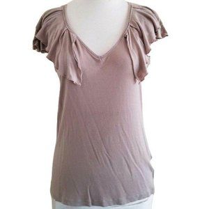 New York & Company Women's V-Neck Ruffle Flutter Sleeves Blouse Top Size Small